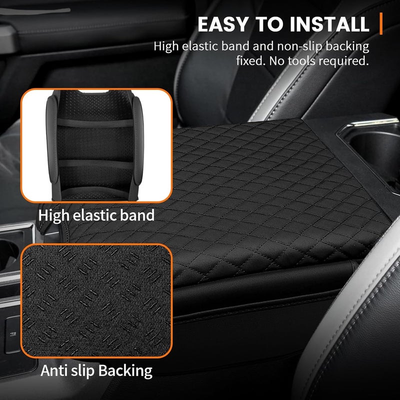 Rilsen Custom Fit for Center Console Cover 2015-2020 Ford F150, 2017-2022 F250 F350 F450, 2018-2024 Ford Expedition PU Leather Armrest Cover Protector (Bucket Seat Only) - Image 5
